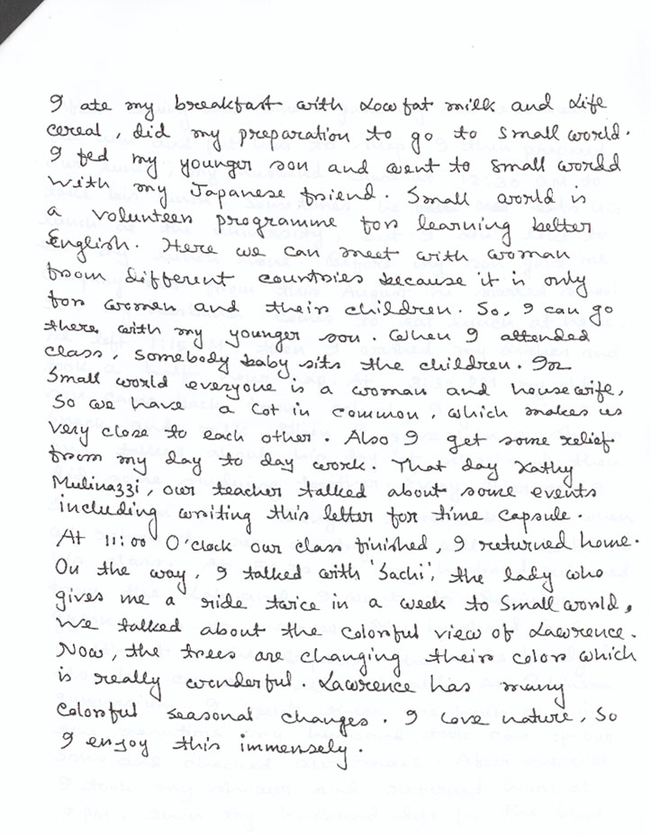 Letter from Douglas County, Kansas