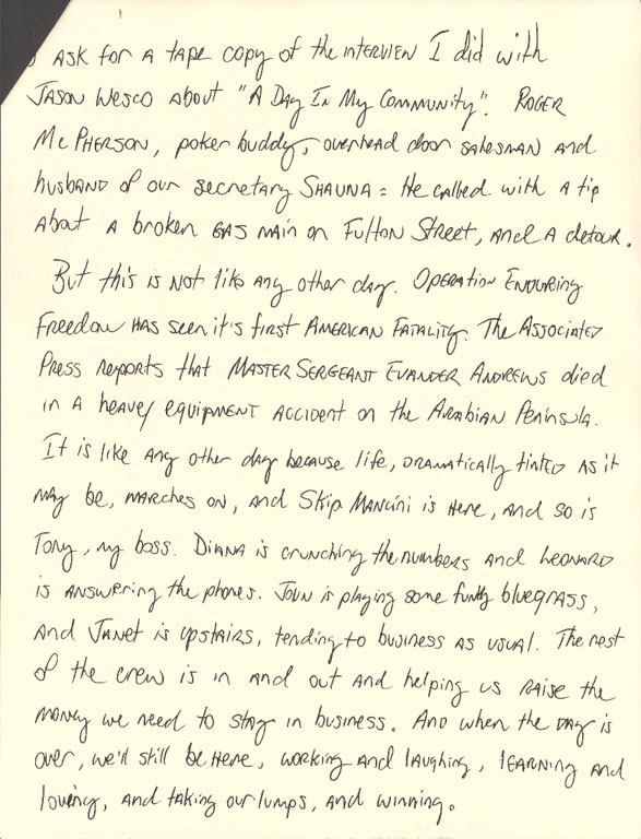 Letter from Finney County, Kansas