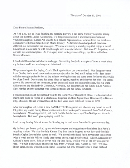 Letter from Miami County, Kansas