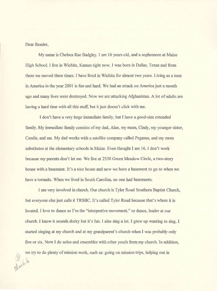 Letter from Sedgwick County, Kansas